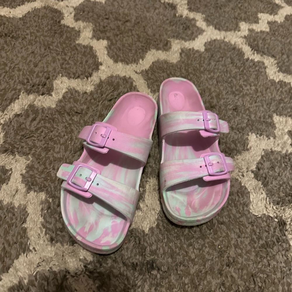 Cat & Jack Pink and White Sandals with Shimmery Straps